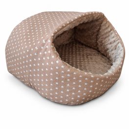   Papucs alakú macskafekhely, cicakuckó 38×40 cm-bézs csillagos